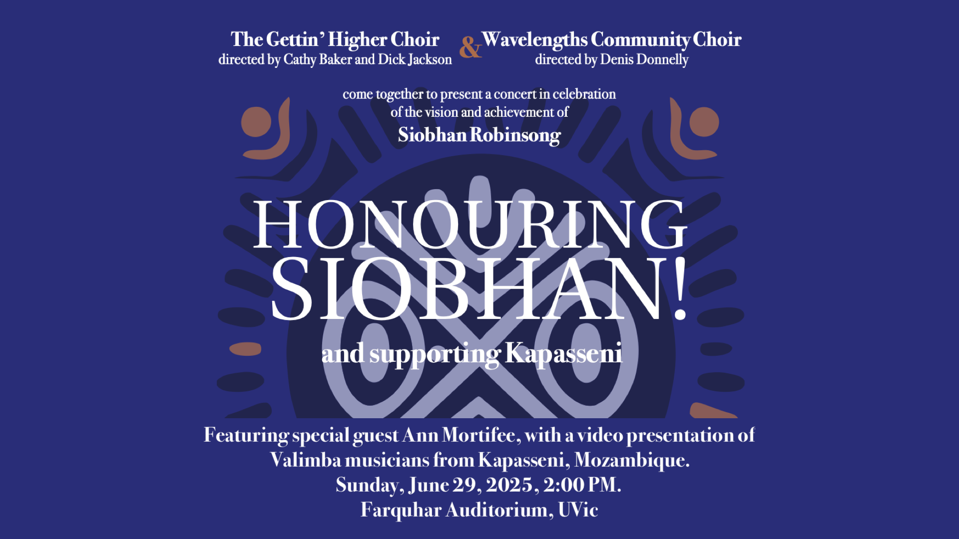 “Honouring Siobhan” Together with Wavelengths Community Choir and Special Guest, Ann Mortifee